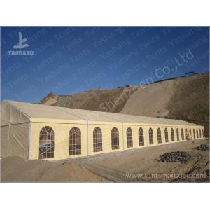 China 500 Seater Outdoor Party Tents Mud-Yellow Tarpaulin Aluminium Frame Marquee 15x45 M supplier