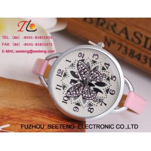 China Colorful leather band butterfly customize dial fashion ladies watch supplier