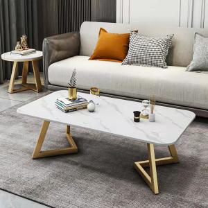 Rectangle SS Modern Marble Coffee Tea Table Matte Finish