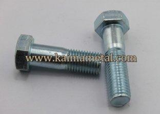 Hex head half thread zinc plated bolts