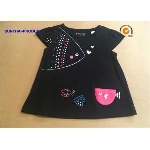 China 3D Fish Cap Children T Shirt Crew Neck Baby Girl Black Long Sleeve Shirt supplier