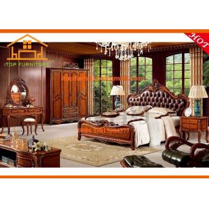 卸し売り家具の純木の革ベッドは販売のための女王の寝室セットを置きます