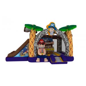 Inflatable pirate topic combo inflatable pirate treasure themed combo house with double slide for kids