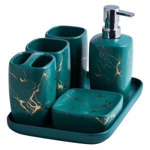 China Custom Luxury Ceramics Bathroom Accessories , Marble Bathroom Sets For Home Hotel Gift supplier