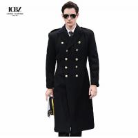 China Property Security Work Uniform 100% Cotton Aviation Captain Black Woolen Coat for Men on sale