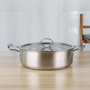 China 24cm Hot Pot Cookware Soup Stock SS201 Cooking Pot With Glass Lid supplier