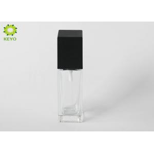 China Square Clear Glass Empty Cosmetic Containers With Pump Cap Capacity 30ml 1 OZ supplier