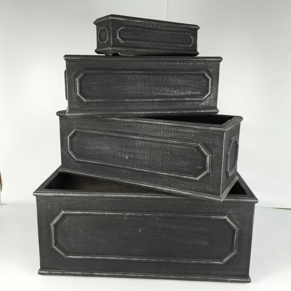 Hot selling light weight waterproof rectangular black concrete planters for home