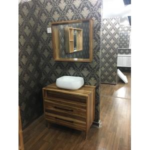 China Modern Wooden Square Sinks Bathroom Vanities With Ceramic Basin 80cm wholesale