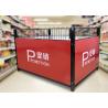 China Two Layer Supermarket Display Shelving Supermarket Promotion Table With Storage Cabinet wholesale
