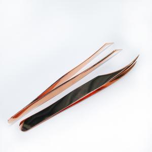 Gold Color Personalized Lash Tweezers , Durable False Eyelash Tweezers