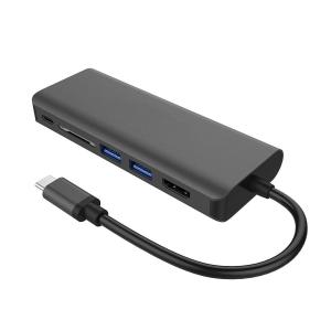 USB C Hub 6 in 1 Aluminum Multiport Adapter With USB-C Charging , SD for Macbook Pro,Surface pro,Notebook pro