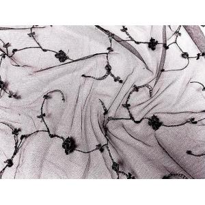 Nylon Black Stretch Lace Fabric By The Yard Embroidered Tulle Netting With Flower