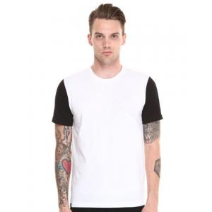 China Men blank quick dry tshirts with contrast black sleeves cotton t-shirt supplier
