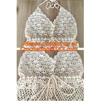 Celebrity Style Women Cotton Crochet Floral V-Neck Halter Bikini Tank Tops Summer Beach Sm