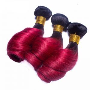 China Funmi Curly Malaysian Virgin Curl #1b/burg Human Hair Extension Human Hair Weaves 2 Tone Color Hair Ombre Curly Hair supplier