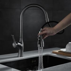 China 3 Functions Sprayhead Pull Down Kitchen Faucet In Matte Black Brushed Nickel supplier