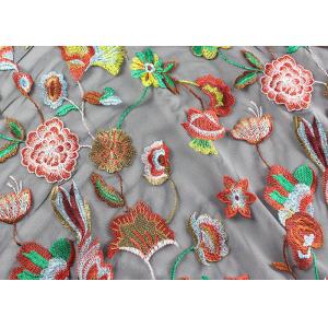 China Bright 3D Colored Flower Embroidery Lace Fabric For Ladies Wedding Dressmaking supplier