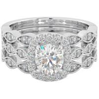 China 51pcs 0.51CT Halo Diamond Engagement Ring Set Claw Prong Setting Type on sale