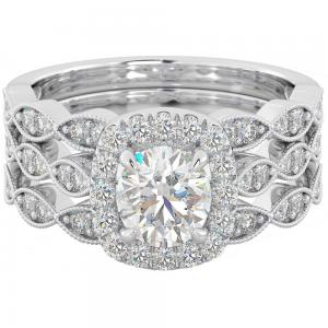 51pcs 0.51CT Halo Diamond Engagement Ring Set Claw Prong Setting Type