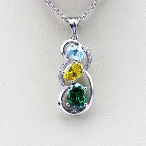 China Fashion Sterling Silver Jewelry Mix Cubic Zircon  Three  Stones Pendant(PSJ0388) supplier