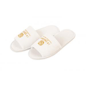 China White Velvet Material Disposable Hotel Slippers Solid Imprinted Customized Logo supplier