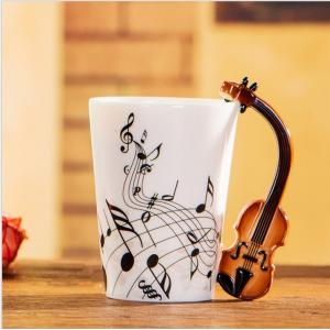 3D Creative Travel Custom Ceramic Mugs 13OZ With Violin Handgrip