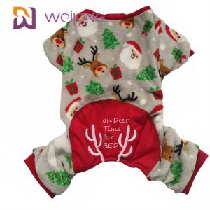 China 100% Velvet Fabric Dog Christmas Pajamas Customized Embroidered supplier