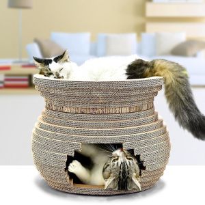 China Customised Hot Sale Paper Cardboard House Scratching Boards Cat Scratcher with Catnip wholesale