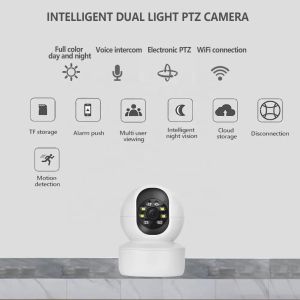 China Caméra Wi-Fi intelligente de 2 MP, caméra de sécurité PTZ à double lumière intérieure intelligente on sale