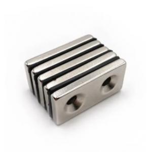 Square NdFeB Permanent Magnets Neodymium Magnets With Countersunk Holes