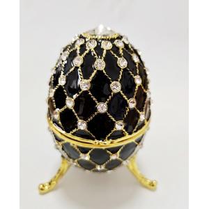 Luxury Faberge Easter Egg Decorative Earring Ring Trinket Holder Box Hand Painted Faberge Egg Style Hinged Jewelry