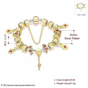 China SJ Bonzer Rose Flower Key Charm Bracelet Magnet Buckle Cubic Zirconia Dubai Jewelry Handmade Gold Bead Bracelet supplier