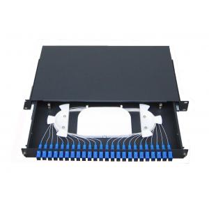 China Slidable rack-mount ODF Fiber Optic terminal box 24 fibers SC adapter face plate black steel sheet supplier