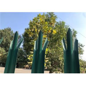 China Powder Coated Green Palisade Fencing , Metal Picket Fence Panels For Home supplier