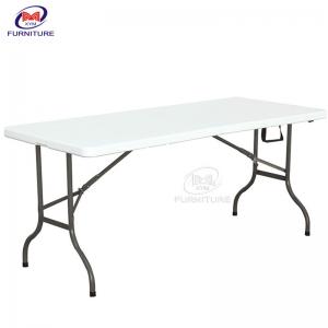 China 6ft Lightweight Round Outdoor Table And Chairs White Plastic Rectangular Folding Table supplier