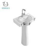 China Ceramic Slim Full Pedestal Wash Basin Hand Wash Basin Pedestal Sink Customised Pattern on sale