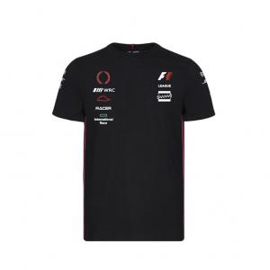 China Custom Embroidered Plus Size Men'S Clothing Black Racing T Shirts for Sports and Games supplier