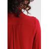 New Arrival Elegant Red Woman Autumn Long Sleeve Low V-neck Blouse and Ladies