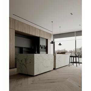 Customized White And Black Kitchen Cabinets Bar Table Modern Kitchen Set