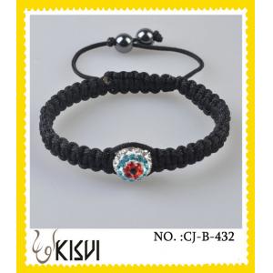 China Adjustable white & light blue & red shamballa crystal beaded bracelet supplier