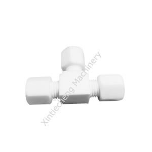 Corrosion Resistant White PTFE T Joint Fitting -200 To 250 Degree Plastic T Connector
