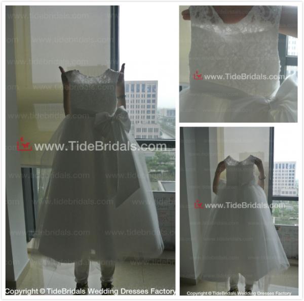 Capes Satin sash Lace flower girl dress#ASF3230