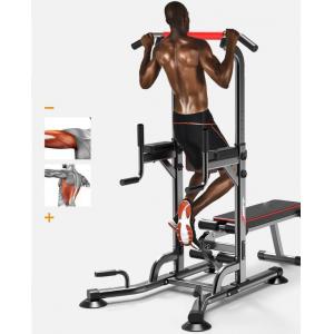 Pull Up Bar Station With Weight Bench Push Up Multifunctional Power Tower Workout Dip Station