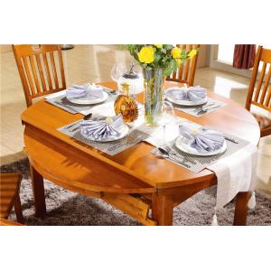 China modern round extendable solid wood dining table set supplier