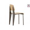 Nordic Minimalism Metal Restaurant Chairs Leather / Wood Seats Library Style