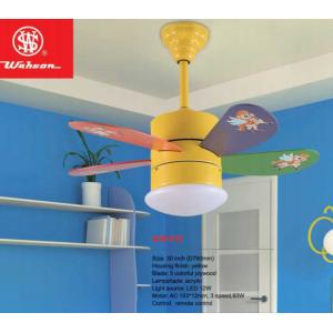 Dimmable Colorful Wood Ceiling Fan Light 36 Inch Suspended Mounted For Hotel Villa