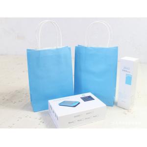 Beautiful Blue Printing Kraft Paper Bags Medium Size For Shopping
