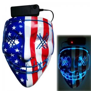 China American Flag Pattern Halloween LED Face Mask 3 Flashing Modes supplier