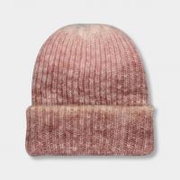 China 56cm Knit Beanie Hats For Girl Tie Dye Gradient Color Outdoor Flexible Thick Winter Hat on sale